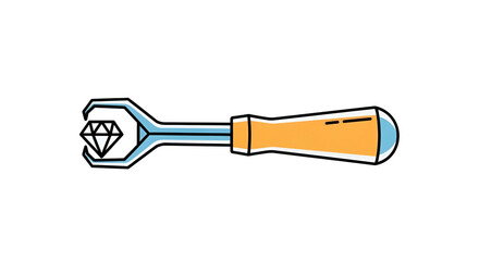 A wrench holding a sparkling diamond, against a black backdrop