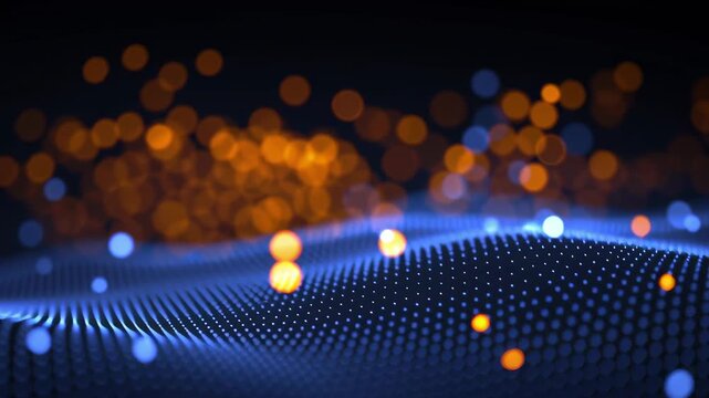 Digital crypto technology concept glow chain with block big cube datum mountain cyberspace business network computer abstract communication background database programming future software currency