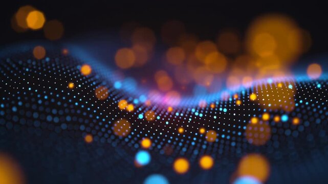 Glow digital chain block big cube crypto technology concept currency datum mountain cyberspace business network computer abstract communication background database programming future software