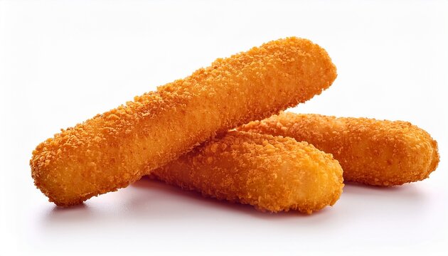 Breaded Cheese Sticks On A White Background Isolated