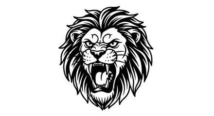 Obraz premium Black and White Lion Head Illustration.