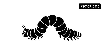 Naklejka premium Black Caterpillar Silhouette Vector Illustration.