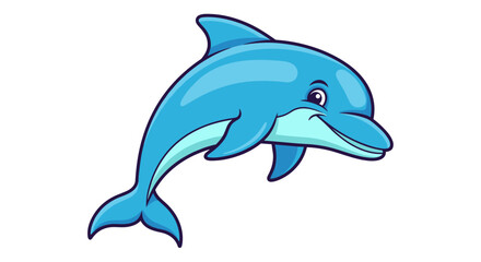 Fototapeta premium Cartoon Dolphin Illustration with Blue Color.