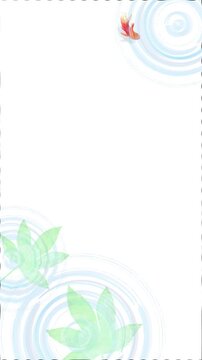 Watercolor Japanese Goldfish Pond Top View Seamless Loop Background,Swimming Kingyo with Water Ripples,vertical｜水彩　金魚　池　背景　ループ　和風　夏　動画素材　和　たて　縦動画　リール　social media,youtube
