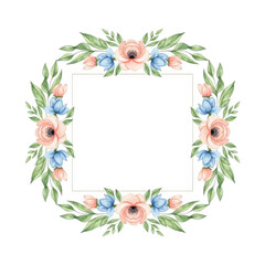 A beautifully designed floral wreath with vibrant colors and intricate details isolated on transparent background