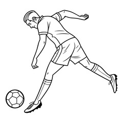 A dynamic illustration of a soccer player in mid-kick, capturing the energy and movement of the sport. This image conveys action, athleticism, and competition © Saiful