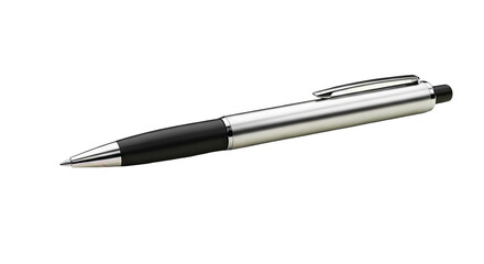 Silver and Black Ballpoint Pen on White Background