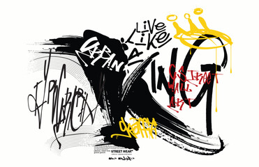 Fototapeta premium King slogan print, tees art, Urban graffiti typography slogan print, grunge street urban style quote typography. hand draw art grunge, Tees graphics print design.eps