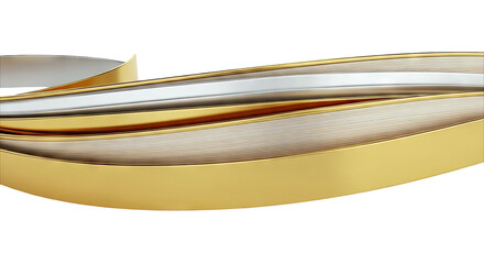 Abstract Gold and Silver Ribbons on White