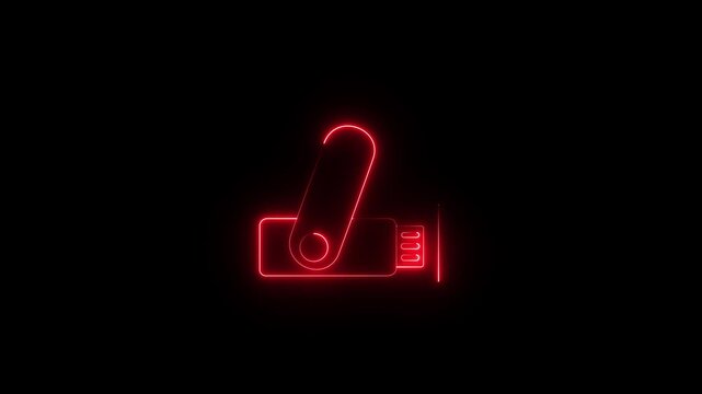 Animated pen drive black line icon. USB flash drive motion graphic. Data storage, backup, transfer device. icon animation representing portable data storage and technology..