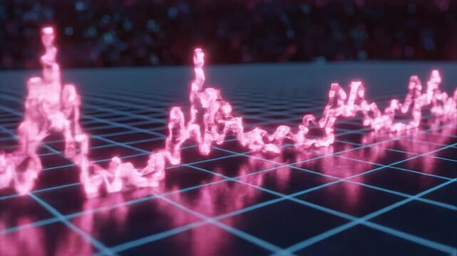 Glowing pink data wave on grid