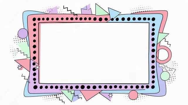 ポップで可愛いメンフィス柄フレーム背景動画
