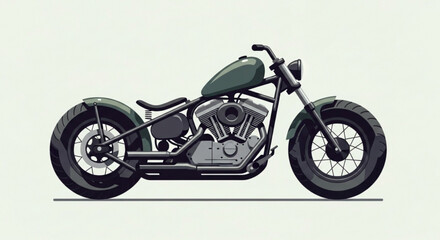 Obraz premium Custom motorcycle with sleek design and green tank on pale background