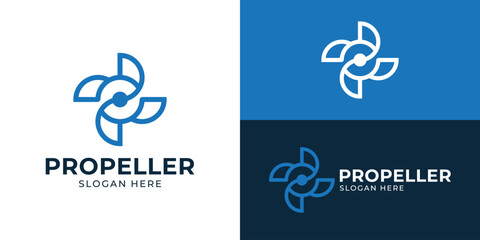 Creative simple propeller logo template. Fan logo design vector illustration. © Hi_std
