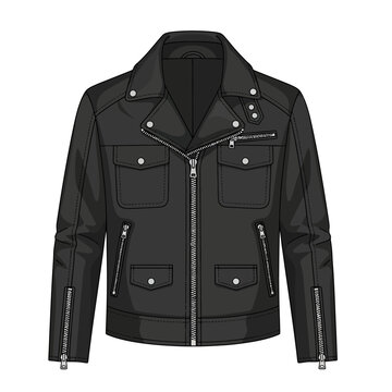 Black Leather Biker Jacket Illustration