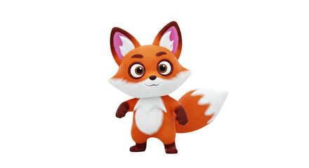Obraz premium Cute cartoon fox standing, rendered in 3D