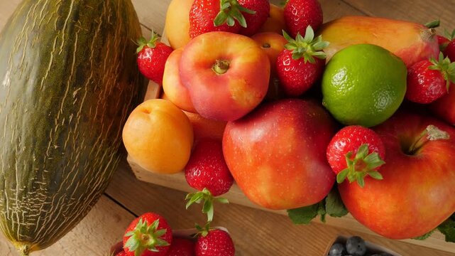 Fresh Fruit Bowl with Apples and Strawberries, Healthy Food