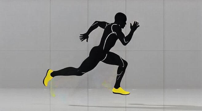 Running Athlete Silhouette Sprinting Fast