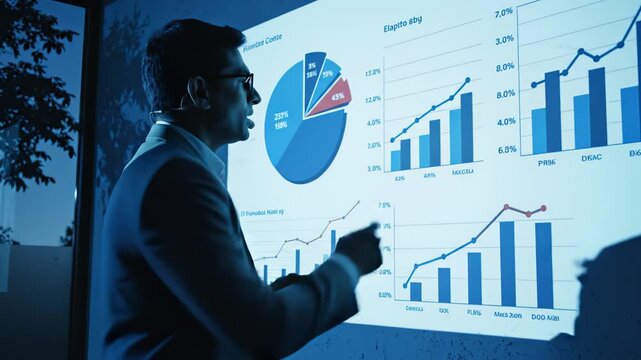 Businessman presenting data charts