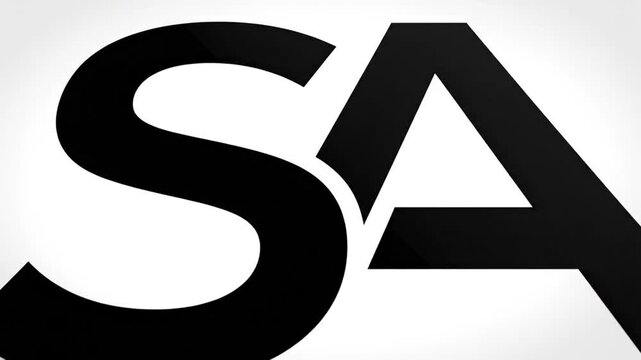 Bold black initials "SA" set against a soft white background. Simple yet striking visual