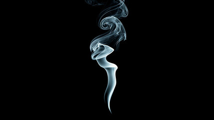 Vertical Swirl of White Smoke on Black Background graphic
