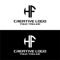 Obraz premium creative letter logo hf design vector