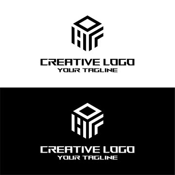 creative letter logo hf design vector