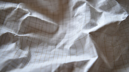 White Crumpled Paper with Faint Grid Lines Macro graphic