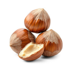 A close-up of hazelnuts, rich in vitamins and antioxidants. full length isolate on transparent background