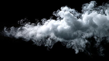 White smoke plume emerging from the left on black vapor