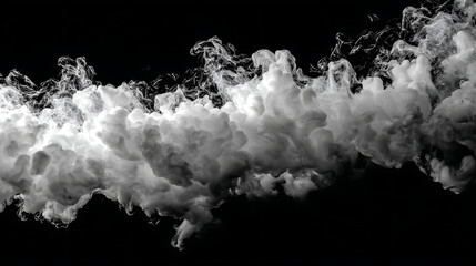 White smoke stream flowing from left to right on black