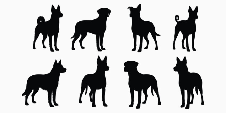 Collection of doberman pinscher dog silhouettes