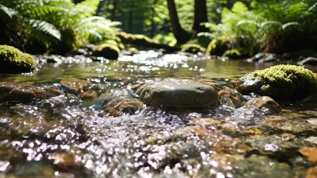 Clear stream flowing through forest