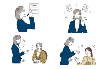 Business Woman Managing Tasks and Smooth Office Communication Illustration