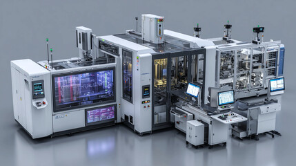Robotic biotech machinery designed for precision laboratory work, featuring automated controls, clean layouts, high accuracy processing, and modern engineering