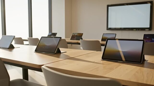 Modern classroom with tablets