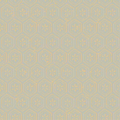 Gold and green vintage abstract vector seamless pattern, traditional Japanese geometric design.
