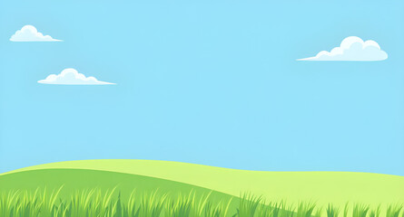 Obraz premium nature, landscape, field, grass, green, meadow, pasture, plain, countryside, rural, outdoor, scenery, horizon, farmland, sky, blue, clouds, cloudscape, daylight, sunlight, sunny, bright, fresh, calm, 