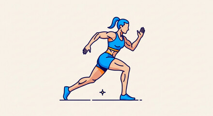 Female athlete running in blue sportswear fitness and exercise concept with determined expression