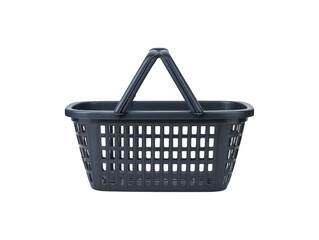 Fototapeta premium Blue plastic shopping basket with handles, empty and isolated on a transparent background for commercial use