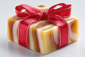 Wrapped Dessert With Red Ribbon on a Light Background for Special Occasions and Celebrations All Year Round