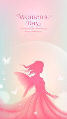Fototapeta premium International Womens Day Silhouette Women Poster Illustration
