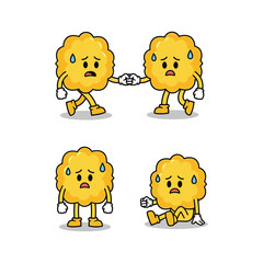 Unhappy cartoon lemons showing various emotions and distress on white background © FarukStock
