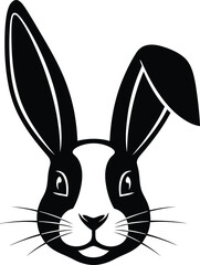 Fototapeta premium Rabbit Head Silhouette Isolated on White Background