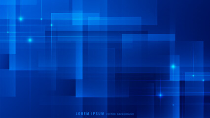 Obraz premium Abstract blue technology background with geometric squares, rectangles, and glowing grid lines