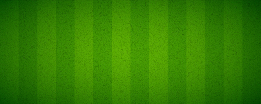 Green grass field concept background. Abstract striped turf effect texture. Artificial sport field surface design for football, baseball, soccer game. Golf lawn imitation ground wallpaper. Vector