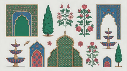 Traditional Indian flower motif. Indian Folk Art, Floral Prints, Living Room decor, wall painting, Pichwai Painting.

