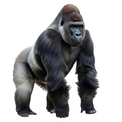 Fototapeta premium A large male gorilla standing isolated on transparent background