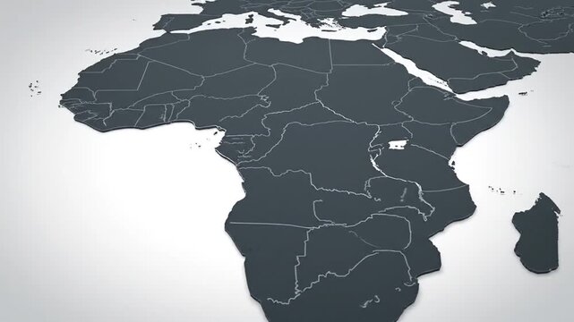A grayscale map highlighting Africa with visible country borders against a gradient backdrop