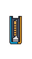 Cross-section diagram of cylindrical object with inner core